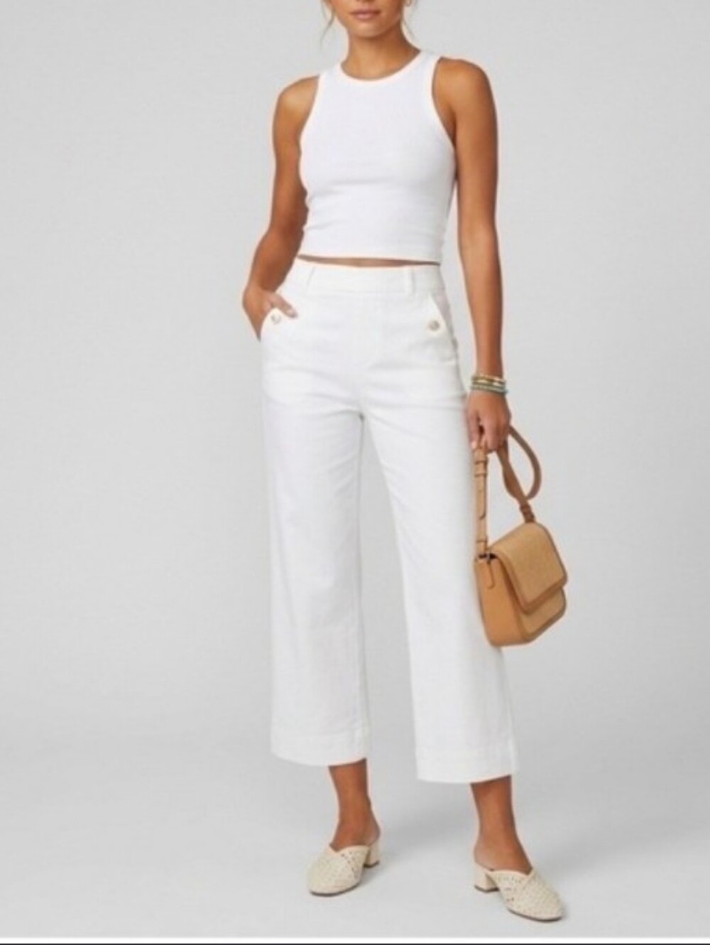 Spanx Twill Wide Leg Crop Jean Pant